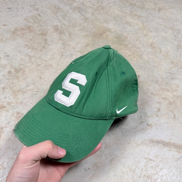 Nike Other - Nike‎ Michigan State Spartans fitted Green S Letterman Baseball Cap Hat One Size